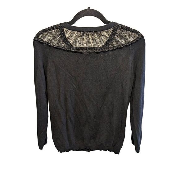 Anthropology Sparrow Jewel Neckline Short Sleeve Sequined Neck Detail Black Butt - Picture 2 of 6